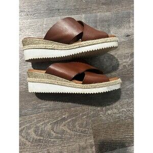 Share Women's Bertuchi crossband Sandals Leather Slip On Wedge Us 8 Spring